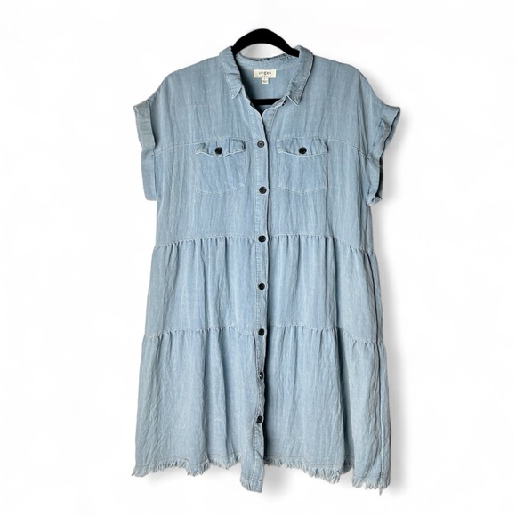 VICI Sunol Chambray Dress | Tiered Button Down | Relaxed Fit | Women’s L | NWOT - Picture 12 of 13